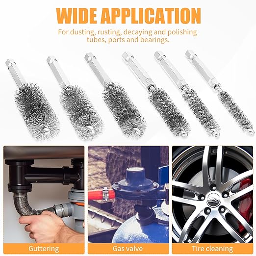 12 Pieces Wire Brush Drill Bore Cleaning Brush Set, - Image 5