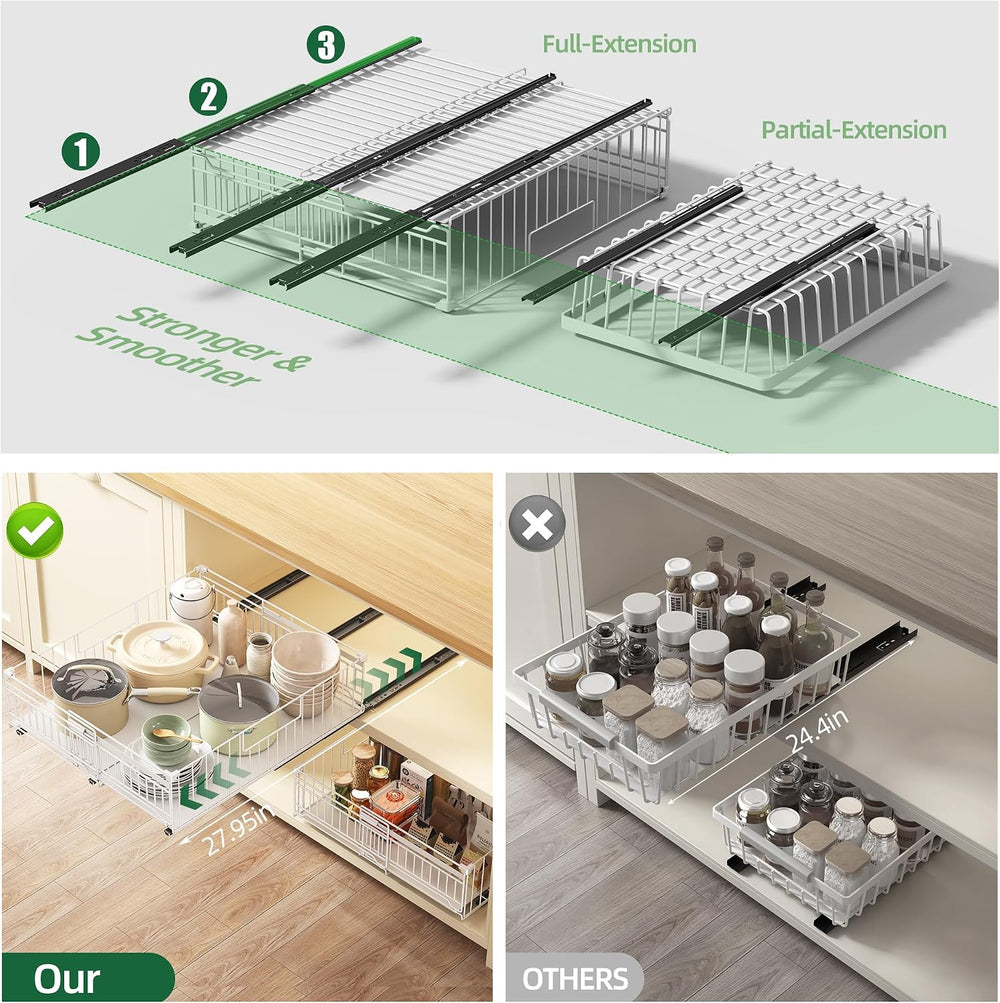 NETEL 2 Pack Expandable Pull Out Cabinet Organizer, 15" Deep