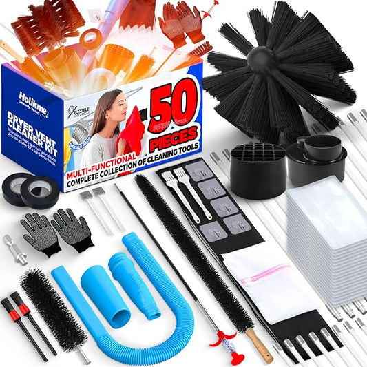 Holikme 50 Pieces 32 Feet Dryer Vent Cleaner Kit, Dryer Cleaning Tools by Holikme