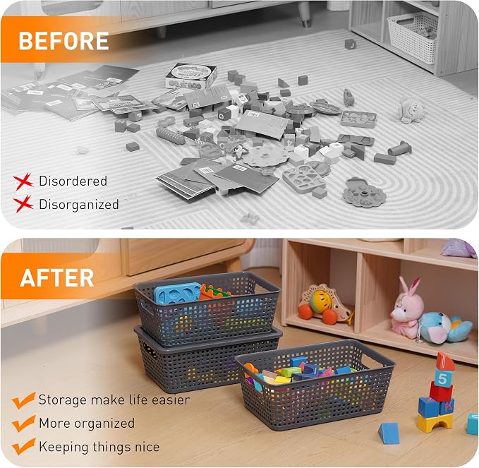 Plastic Storage Baskets With Lid, Storage Bins - Image 5