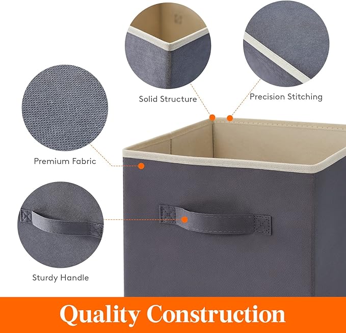 Lifewit Collapsible Fabric Storage Cubes Bins Set 13 Inch, Foldable Cubby - Image 3