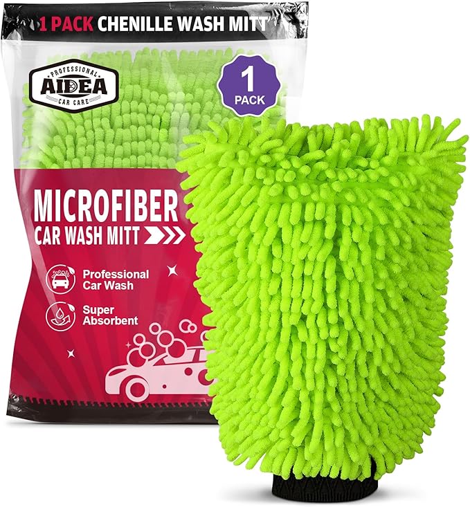 AIDEA Car Wash Mitt Microfiber, 1PK-Scratch-Free& Lint-Free, Premium Chenille by AIDEAHOME