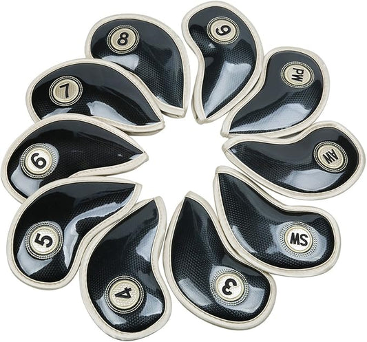HISTAR 10pcs Crystal Pu Leather Golf Iron Head Covers Set Iron Club Headcover by HISTAR