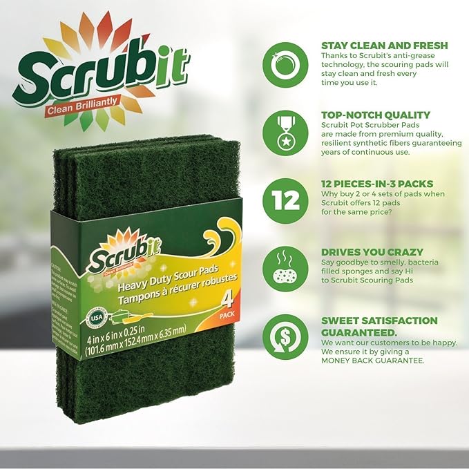 Scouring Pads - Heavy Duty Household Cleaning Scrubber - Reusable Scrubbing - Image 3