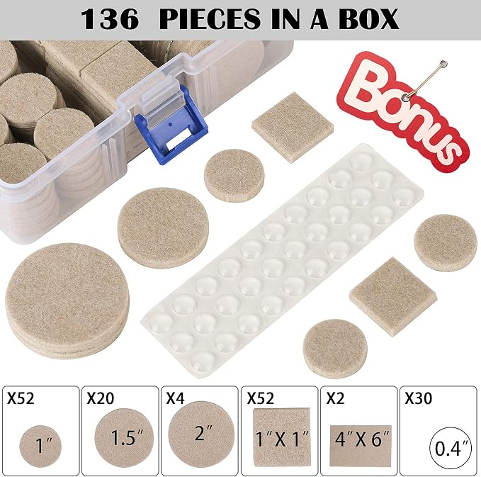 Felt Furniture Pads-136 Pieces Felt Pads - Image 2