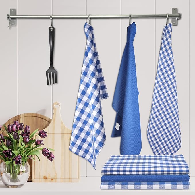 Kitchen Towels Set of 6 Soft Premium Cotton Highly Absorbent Dish Towels 18x28 - Image 2