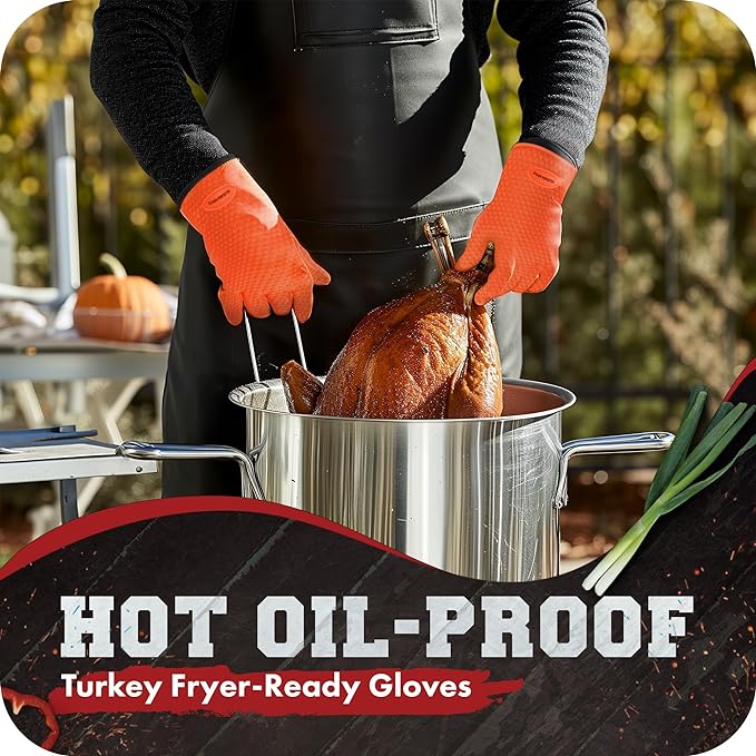 KITCHEN PERFECTION Silicone Smoker Oven Gloves -Extreme Heat Resistant BBQ - Image 5