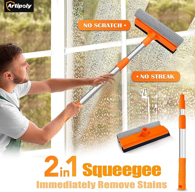 Squeegee for Window | 2-in-1 Window Cleaner Sponge and Soft Rubber Strip - Image 2