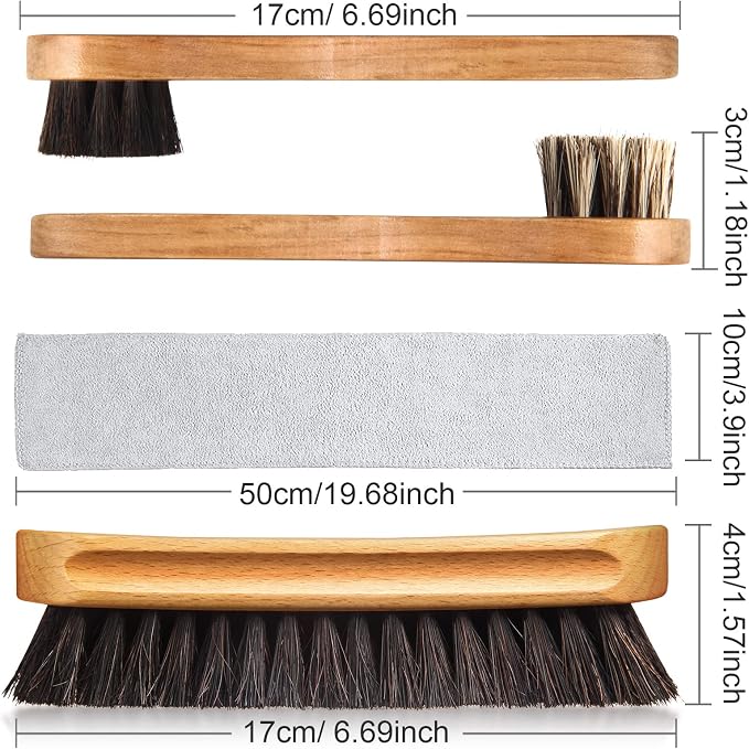 4 Pcs Horsehair Shine Shoes Brush Kit Polish Dauber Applicators Cleaning - Image 3