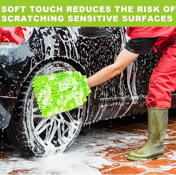 Car Wash Mitt, 2 Pack Premium Chenille Microfiber Wash Mitt, Scratch-Free & - Image 4