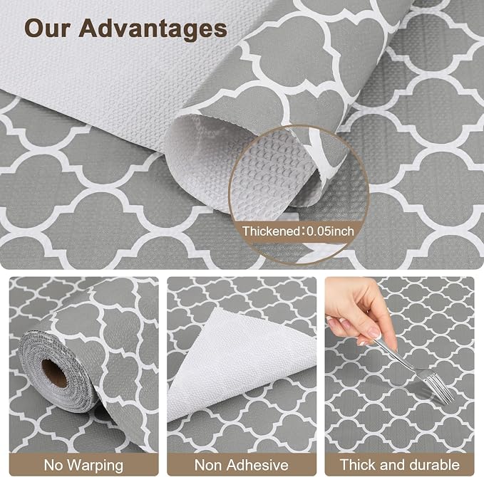 OcePor Non-Adhesive Drawer and Shelf Liner 12IN x 20FT，Non Slip Cabinet and - Image 4