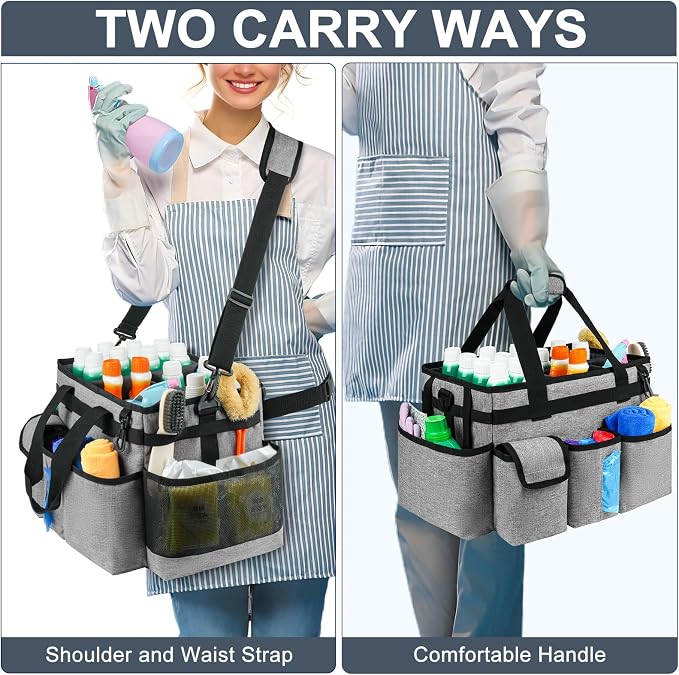 Cleaning Caddy Bag, Large Cleaning Supplies Organizer - Image 5