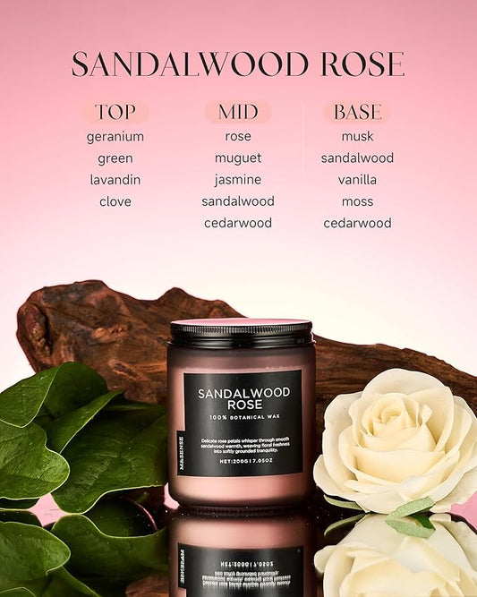 M&SENSE Sandalwood Rose Scented Candle 7.05oz 50 Hours Long Lasting Burn - Image 2