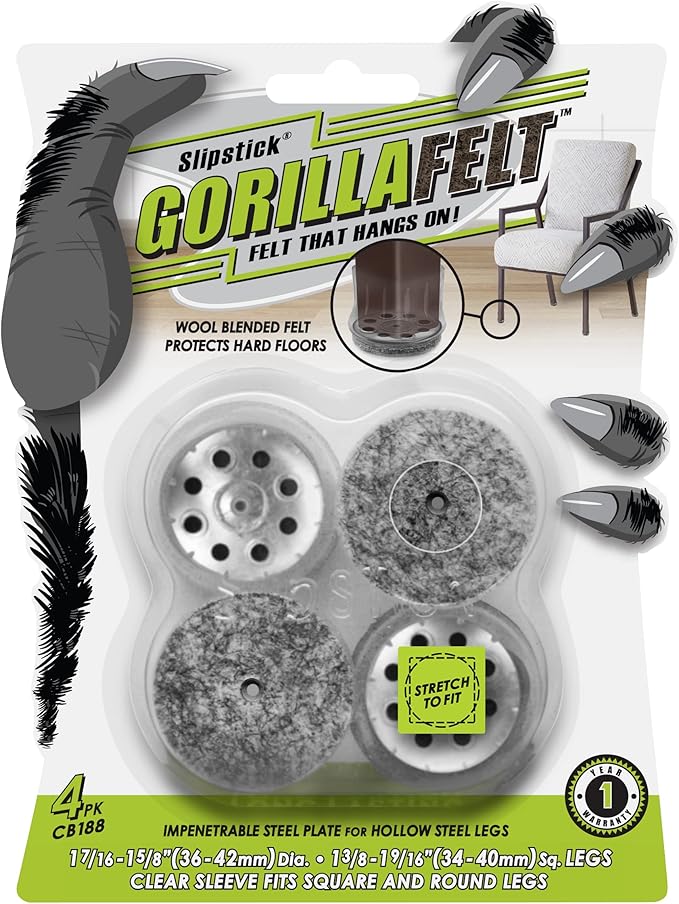 Slipstick GorillaFelt Chair Leg Floor Protectors by Slipstick