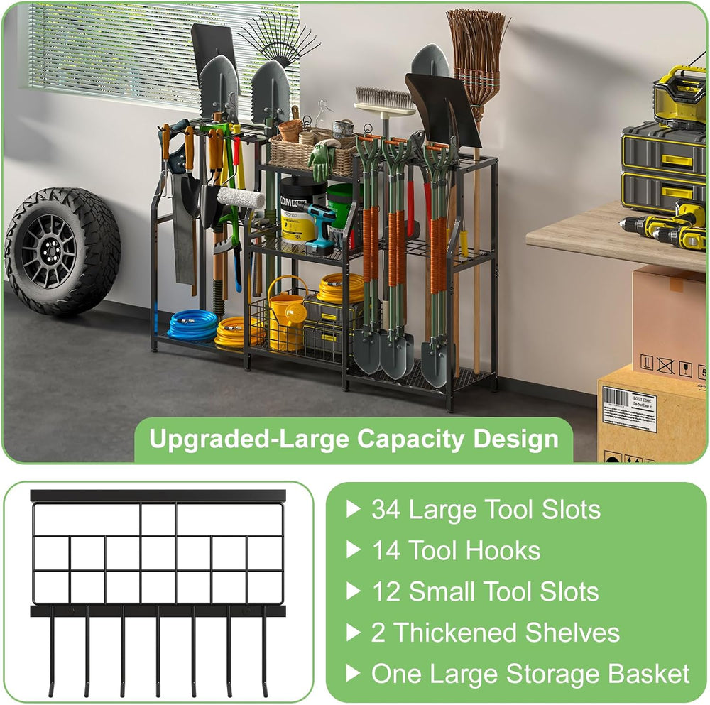 keomaisyto Garden Tool Organizer, Heavy Duty Yard Tool Tower Rack for Garage ...