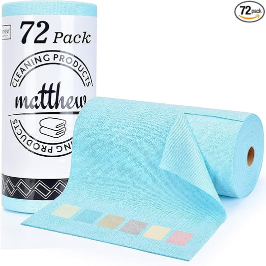 Matthew Microfiber Cleaning Cloth Roll 72Pack Reusable Paper Towels&Washable by MATTHEWCLEANINGPRODUCTS