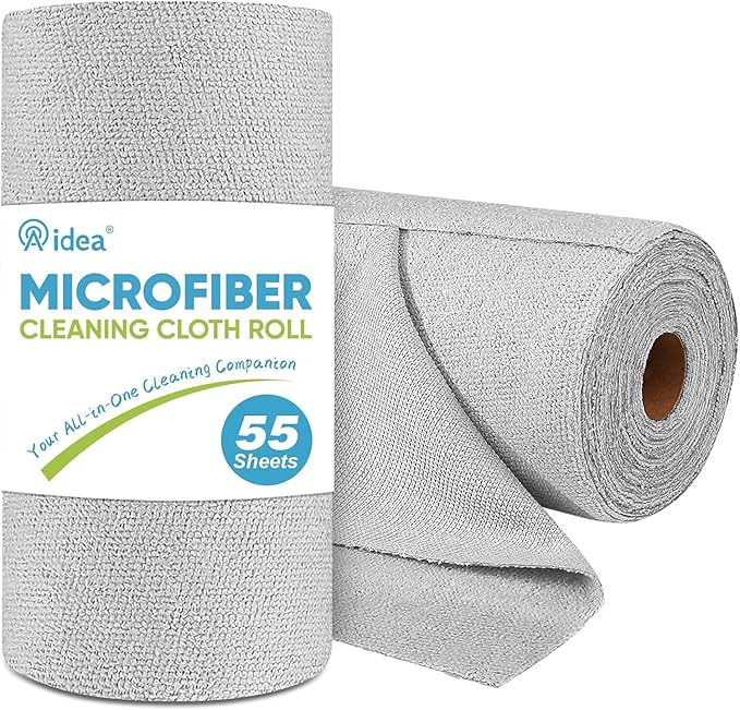 AIDEA Microfiber Cleaning Cloth Roll, Shop Towels 55 Sheets, Washable Shop Rags by AIDEAHOME