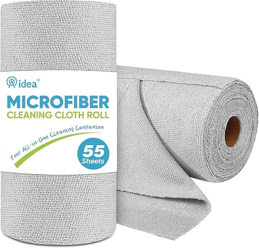 AIDEA Microfiber Cleaning Cloth Roll, Shop Towels 55 Sheets, Washable Shop Rags by AIDEAHOME