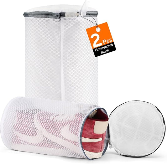 2 Pack 2 Size 120g Honeycomb Shoe Washing Machine Bag, Fabric Shoe Bag by UREZORGEAR
