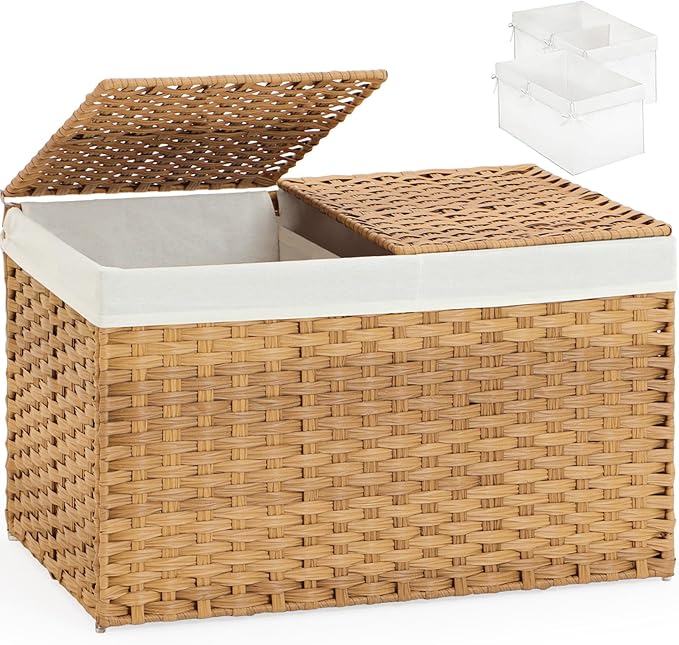 Storage Basket with Lid Wicker Baskets by SETVSON