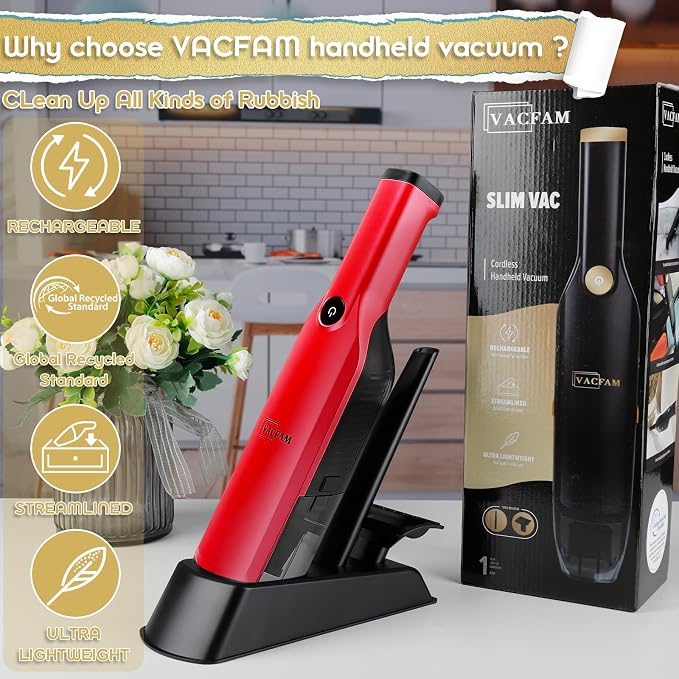 Handheld Vacuum Cordless, 15KPA High Power Suction, USB Quick Charge, Car - Image 2