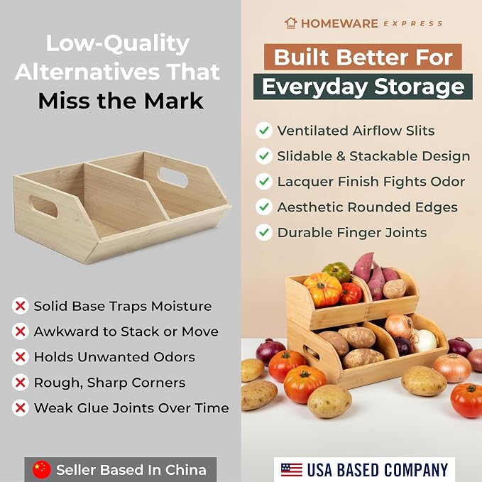 Potato and Onion Storage Bin for Pantry and Kitchen Counter - Image 6