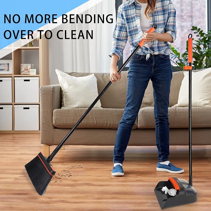 JEHONN Broom and Dustpan Set for Home, Long Handle Lightweight 180 Degree - Image 3