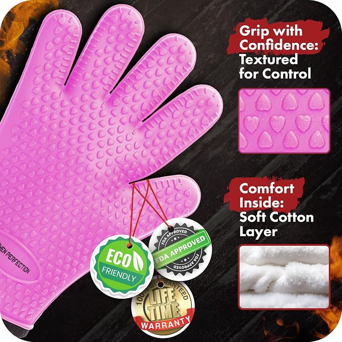 KITCHEN PERFECTION S Silicone Smoker Oven Gloves -Extreme Heat Resistant BBQ - Image 4