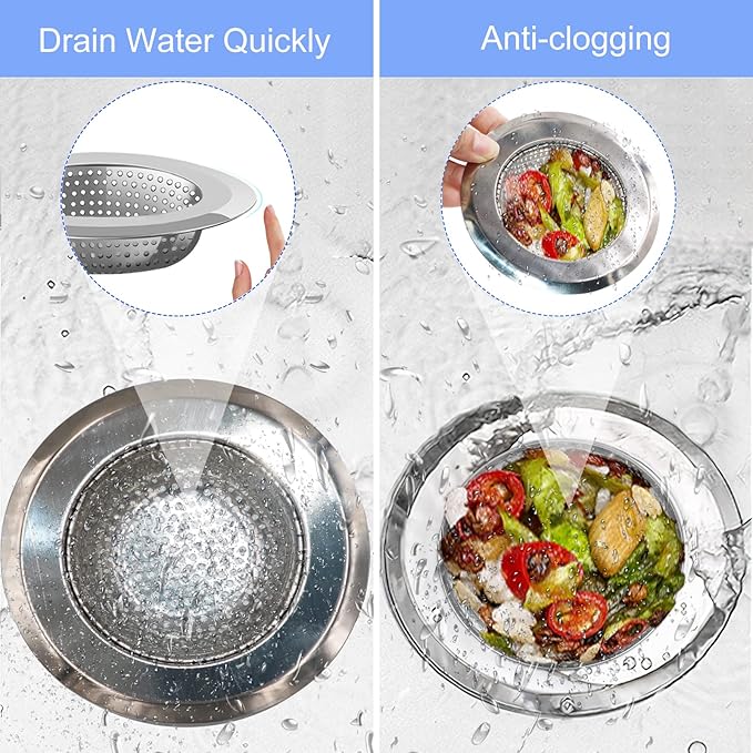 Kitchen Sink Drain Strainer, 4 Pack Stainless Steel and Black Mesh Sink Strainer - Image 4