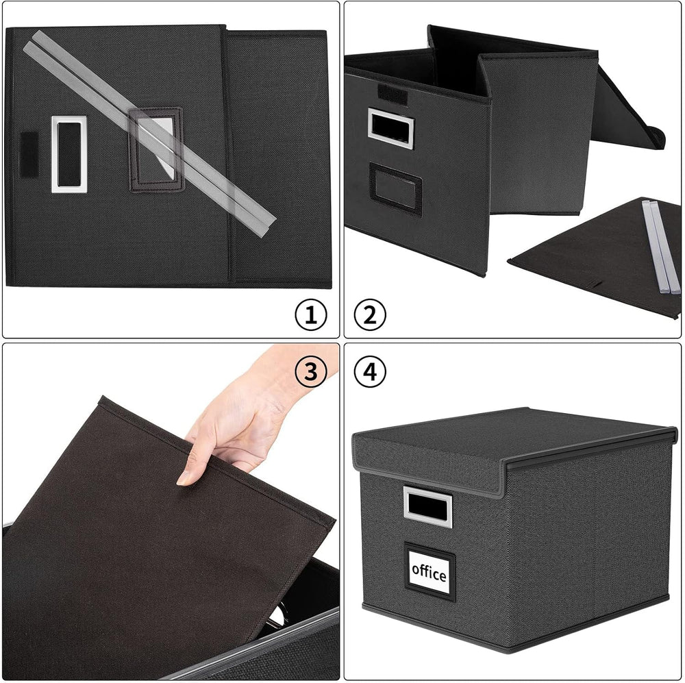 File Organizer Box with Lids, Collapsible File Folder Organizer