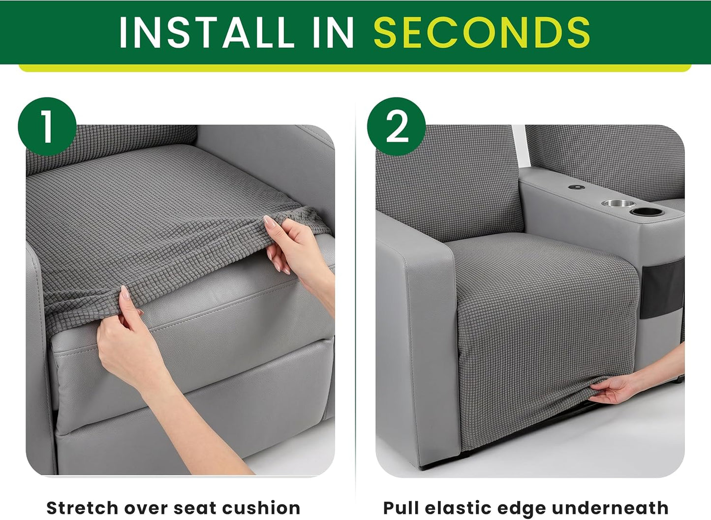 RV Recliner Covers Set of 4 for Loveseat – Stretch RV Theater Seating Covers Compatible with Thomas Payne RV Recliners – Camper Loveseat Cover for Travel Trailer, Motorhome & RV Furniture (Gray)