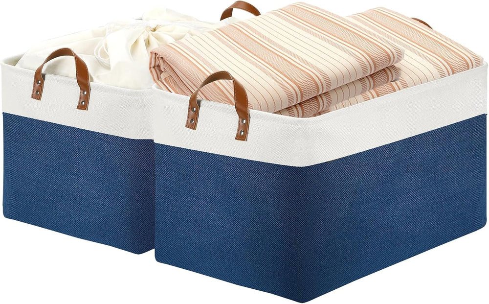 DULLEMELO 2-Pack Extra Large Blanket Basket Fabric Storage Baskets
