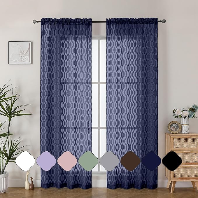 Aiyufeng Navy Blue Curtains - Image 2