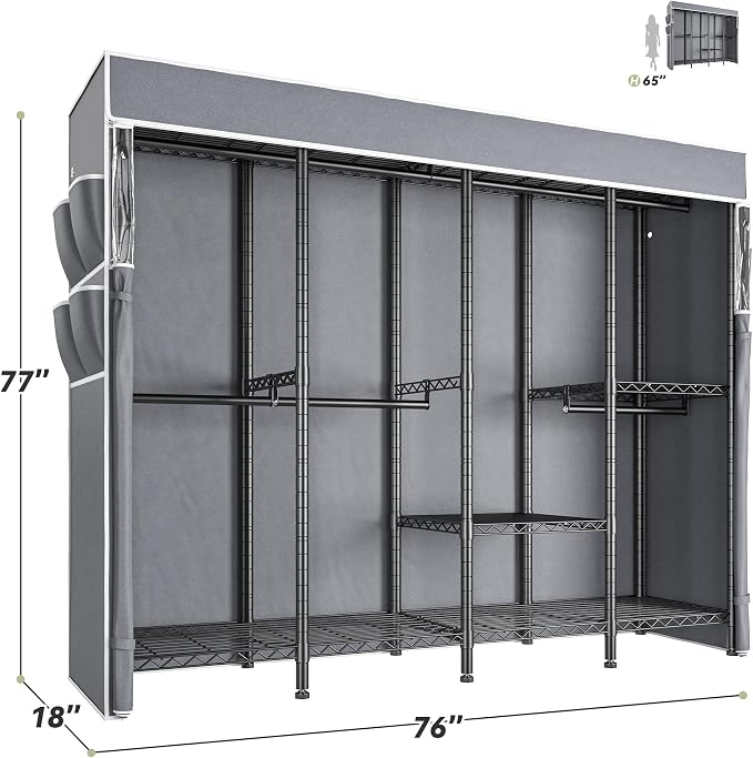 Raybee Clothes Rack with Cover, 1150LBS Heavy Duty Clothing Rack - Image 7