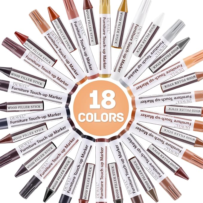 DEWEL Wood Furniture Markers & Filler Sticks Repair Kit, New Improved 18 Colors - Image 6
