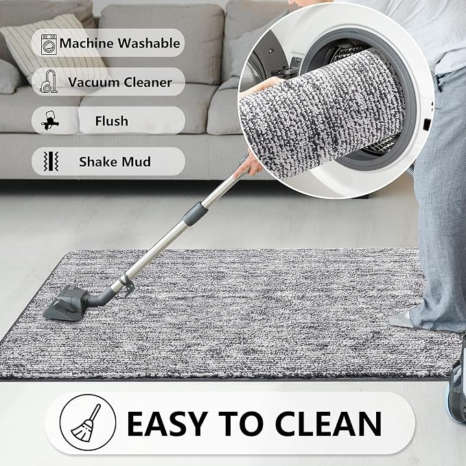 REFETONE Indoor Doormat, Front Door Mat 32"x48" Absorbent Rubber Backing Non - Image 6
