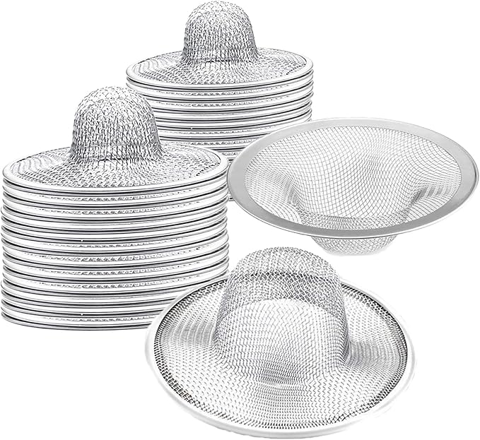 40 pcs Heavy Duty Stainless Steel Slop Basket Filter Trap, 2.75" Top / 1" Mesh by BESSEEK