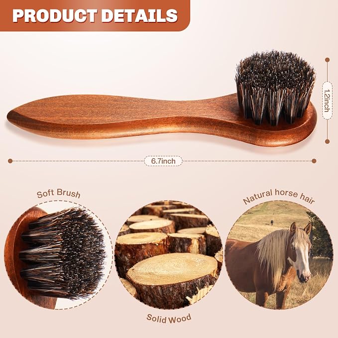 4 Pcs Horsehair Shine Shoes Brush Kit Polish Dauber Applicators Cleaning - Image 2
