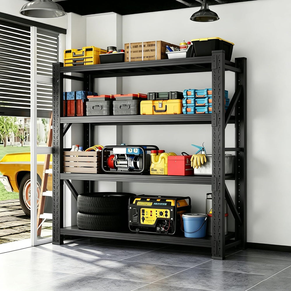Metal Storage Rack, 4-Tier Metal Adjustable Shelf Unit Storage Rack,Black