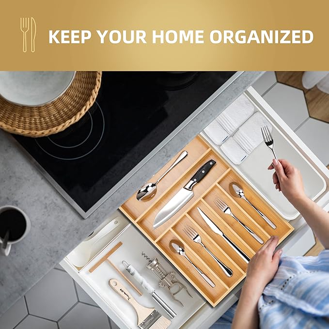Silverware Organizer Kitchen Drawer Organizer Utensil Organizer Bamboo - Image 5