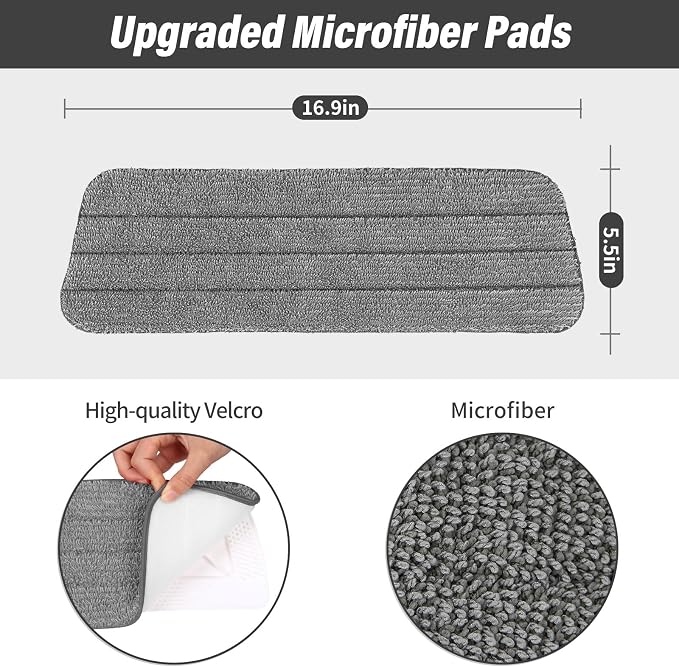 16.5 inch Mop Pads Refills, 3 Pack Microfiber Reusable Replacement Mop Pads - Image 2