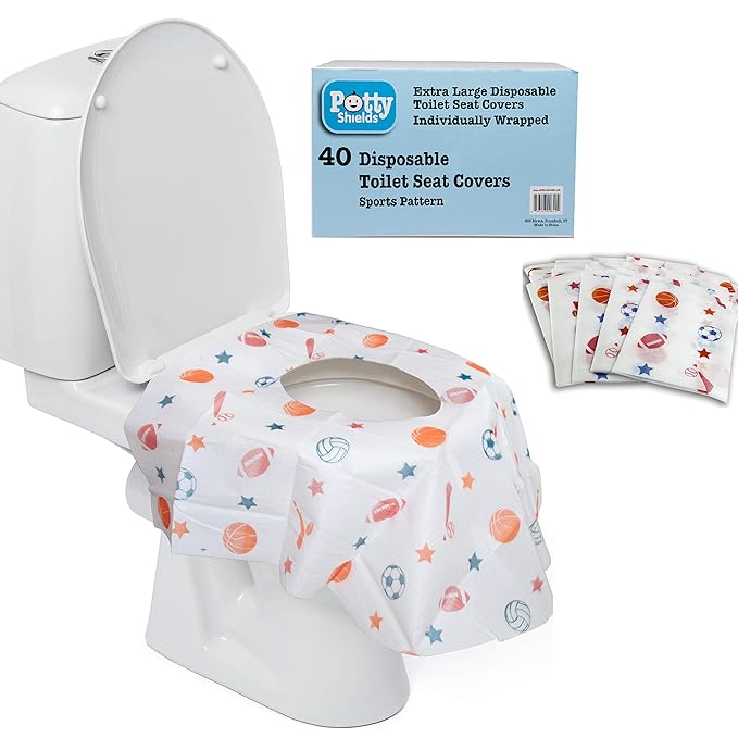 Disposable Toilet Seat Covers for Kids & Adults, 40 Pack by PottyShields