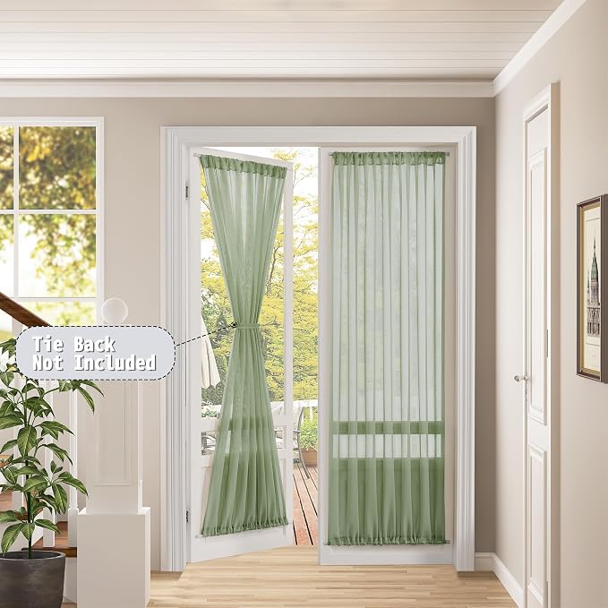 Tollpiz Sheer Door Curtain Closet Linen Textured Curtain Sheers Doorway Light - Image 2