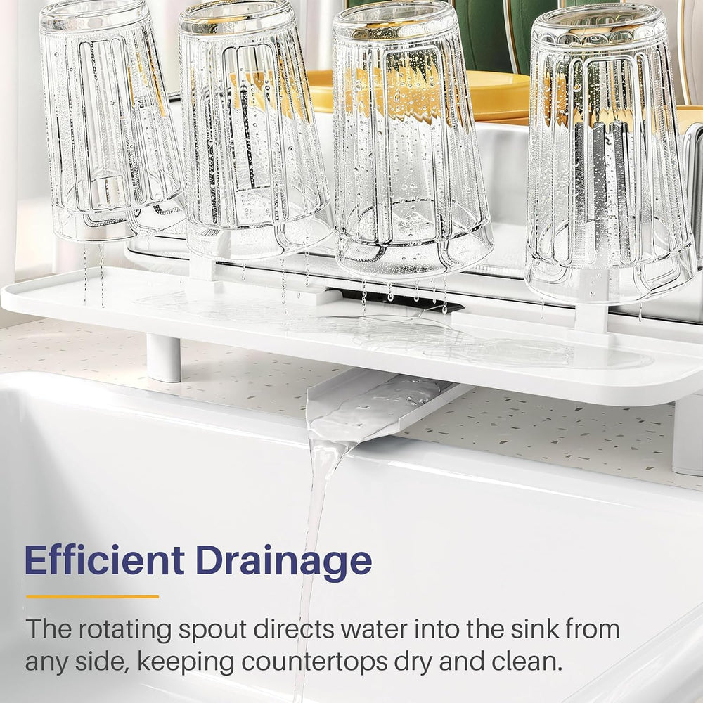 SNTD 304 Stainless Steel Dish Drying Rack for Small Kitchen Counter, White