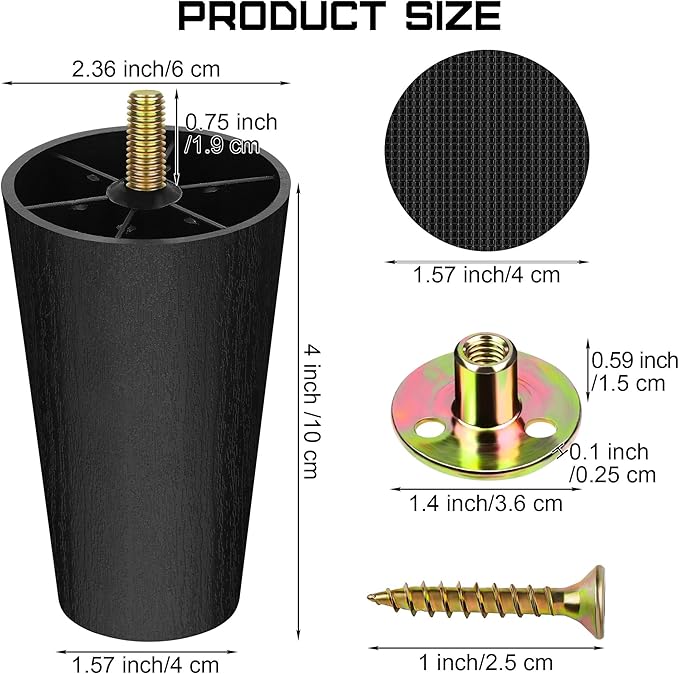 TURSTIN 8 Pack 4 Inch Plastic Furniture Legs - Image 2