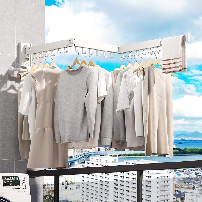 Drying Rack, Wall Mounted Clothes Rack, 220lbs Capacity - Image 8