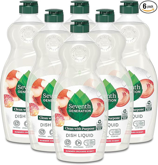 Seventh Generation Dish Soap Liquid Summer Orchard Scent Pack of 6 Dishwashing by SeventhGeneration