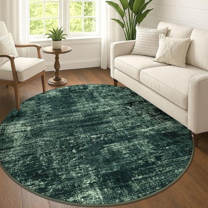 IOHOUZE Abstract Round Area Rug 6 Ft Washable Circle Rugs Large Round Rug Non by iOhouze