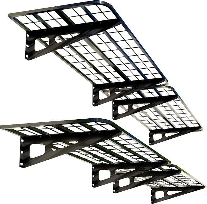4-Pack 2x4ft Garage Wall Shelving, 4 Shelf Total 16 ft Garage Shelving Wall by ZoffyFabrizio