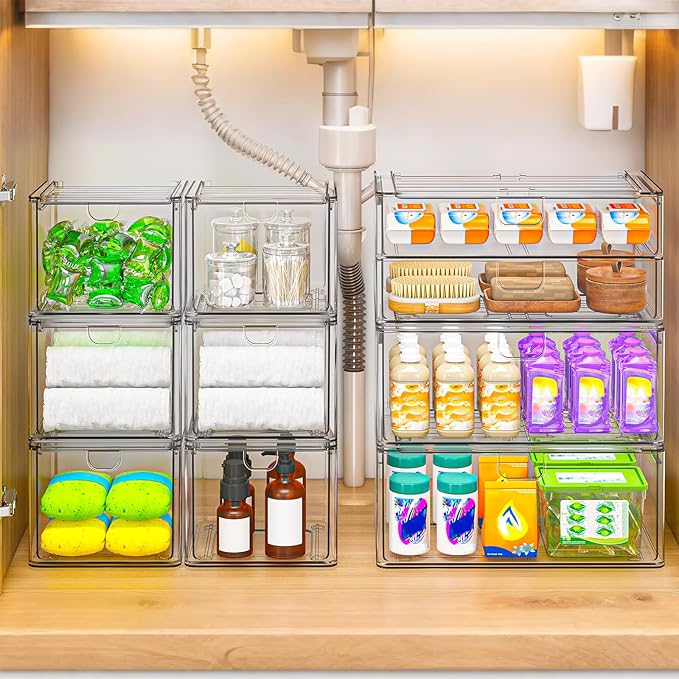 Acrylic Storage Drawers Set of 6, Plastic Organizer Bins